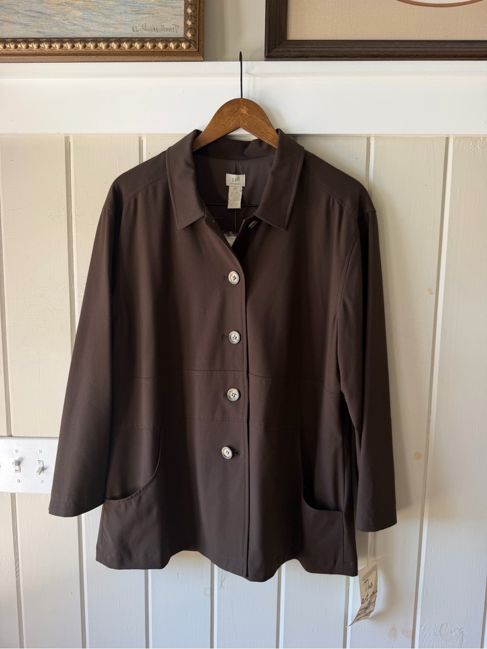 J. Jill Dark Brown Button-Front Blazer-Like Jacket, Size 16, NWT